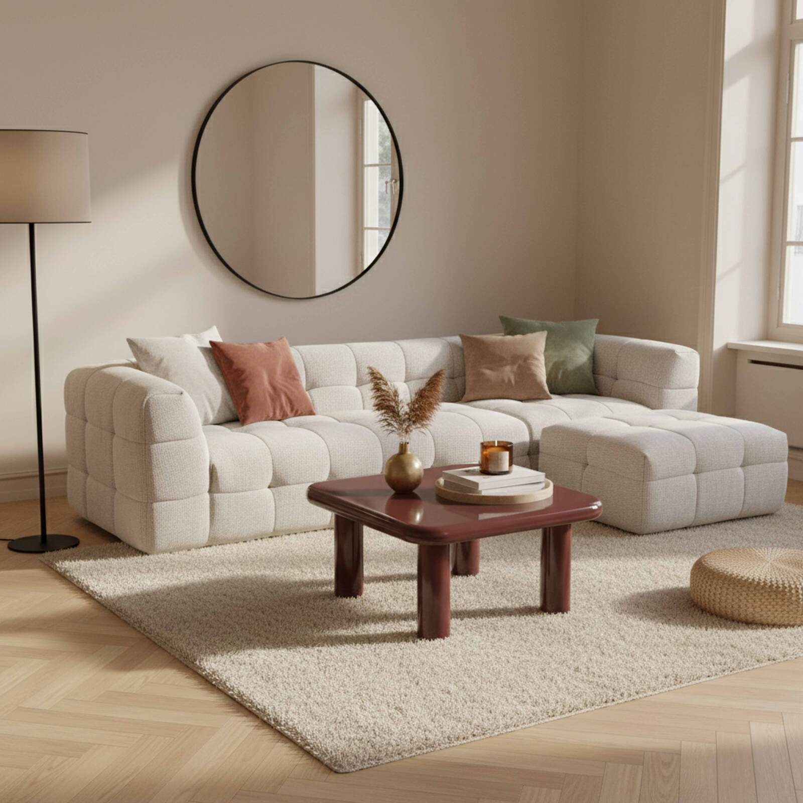 Couchtisch quadratisch, in lackierter Effekt, 75x75 cm, Retro-Stil