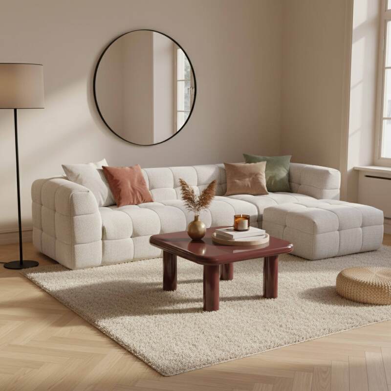 Couchtisch quadratisch, in lackierter Effekt, 75x75 cm, Retro-Stil (2/4)