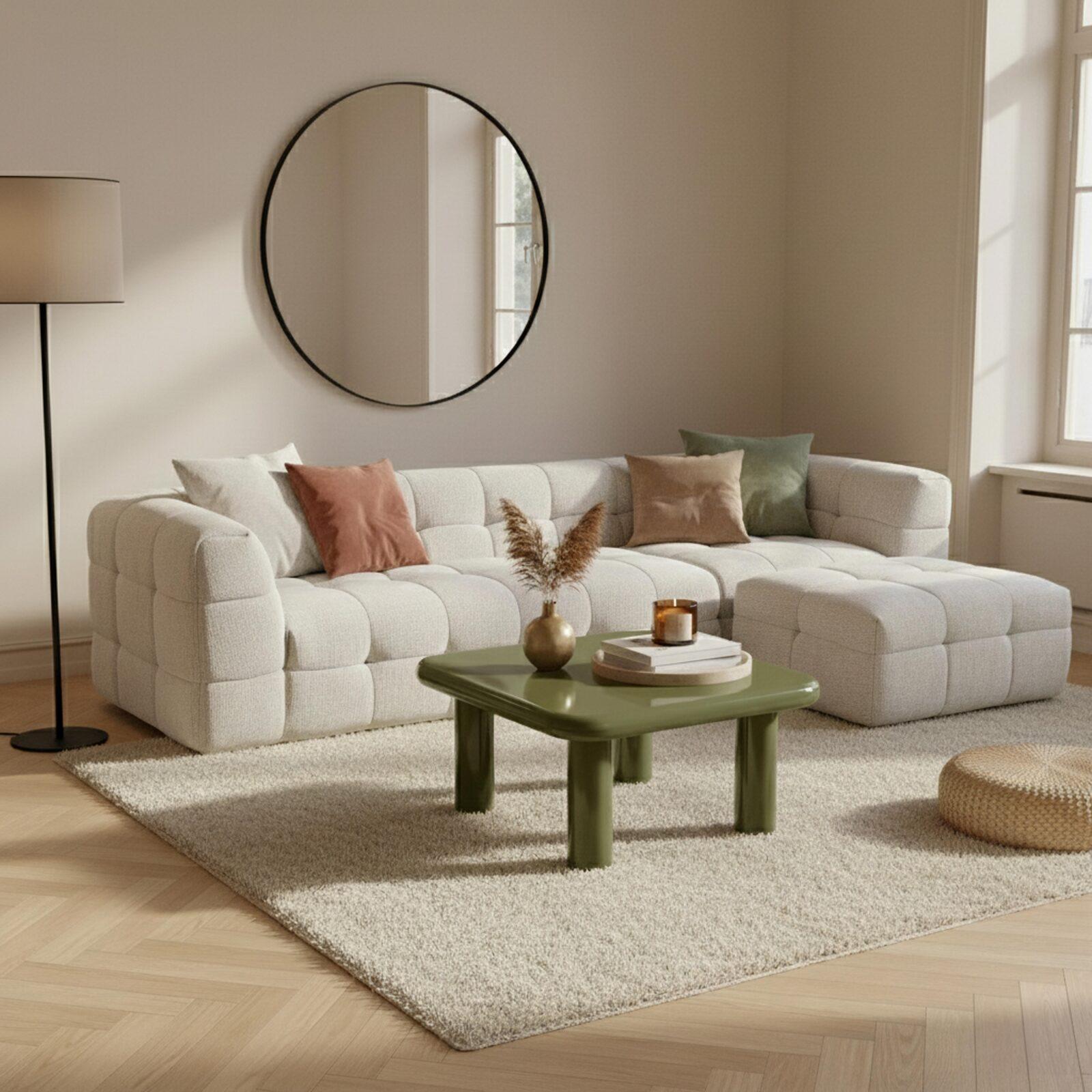 Couchtisch quadratisch, in lackierter Effekt, 75x75 cm, Retro-Stil