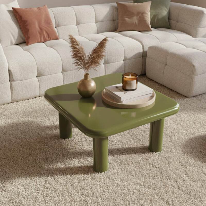 Couchtisch quadratisch, in lackierter Effekt, 75x75 cm, Retro-Stil (2/4)