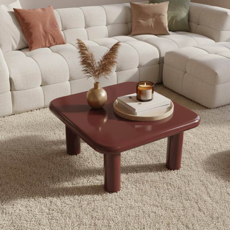 Couchtisch quadratisch, in lackierter Effekt, 75x75 cm, Retro-Stil