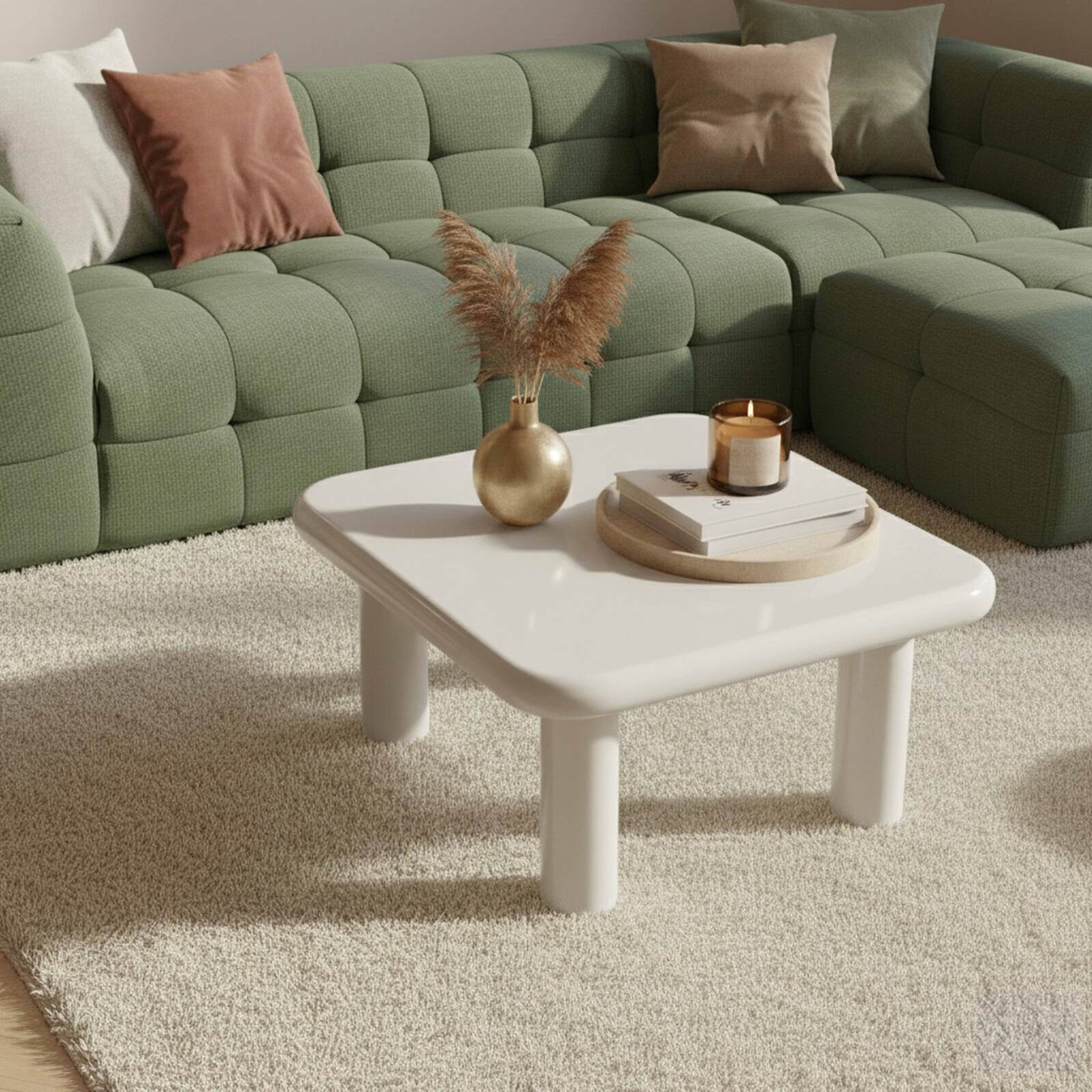 Couchtisch quadratisch, in lackierter Effekt, 75x75 cm, Retro-Stil