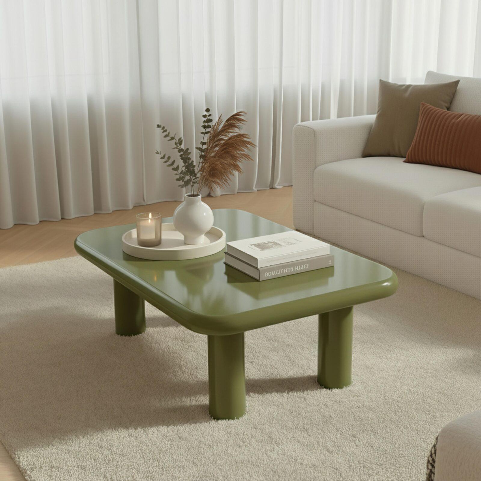 Couchtisch rechteckig, in lackierter Effekt, 100x60 cm, Retro-Stil