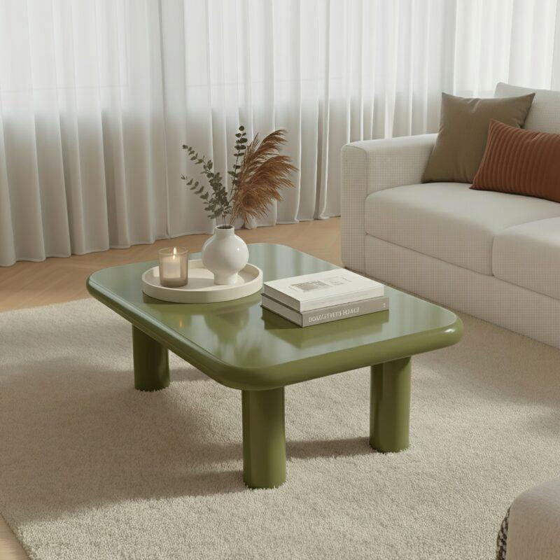 Couchtisch rechteckig, in lackierter Effekt, 100x60 cm, Retro-Stil (2/4)