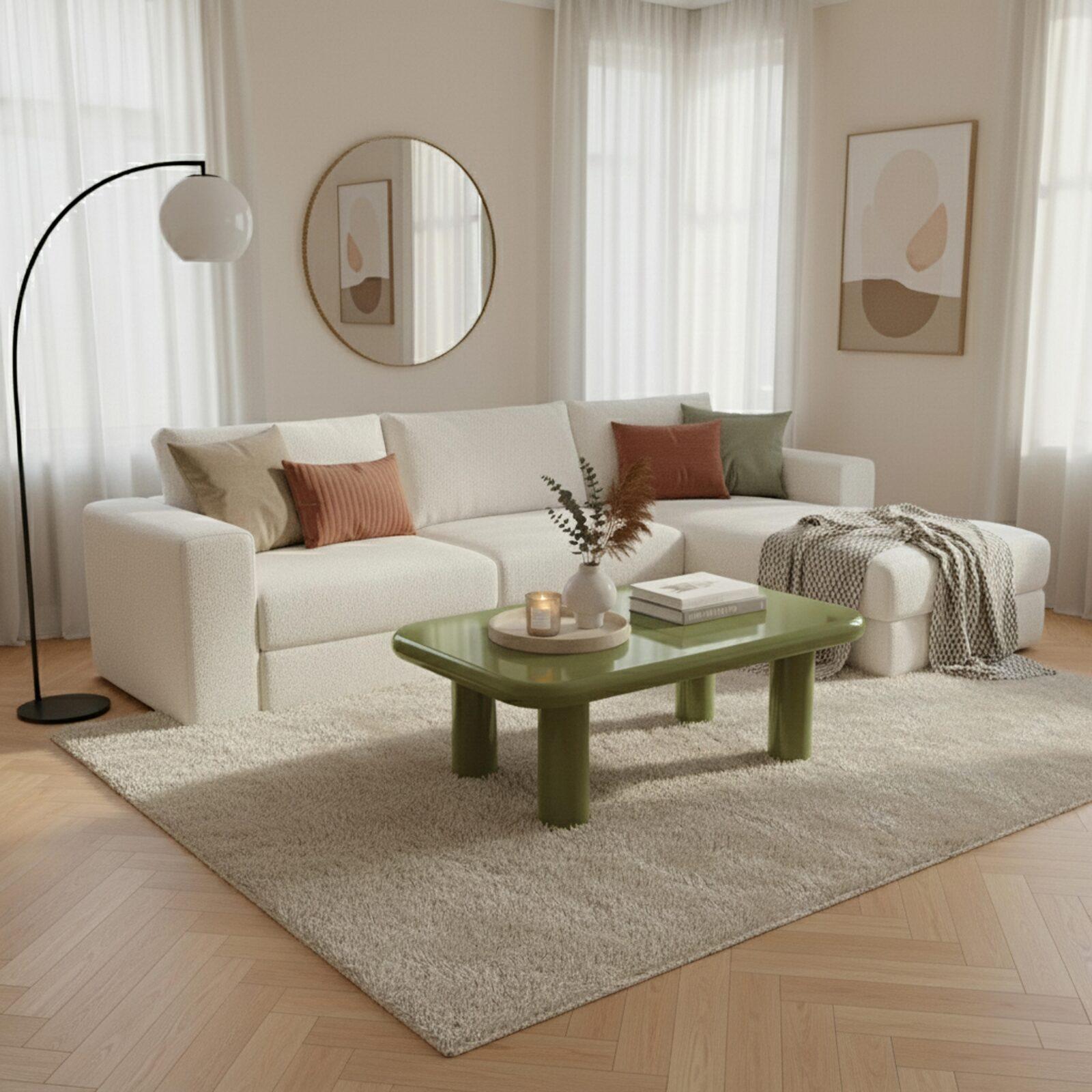 Couchtisch rechteckig, in lackierter Effekt, 100x60 cm, Retro-Stil