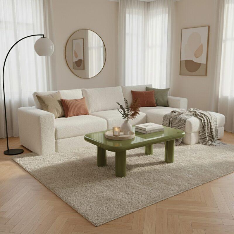 Couchtisch rechteckig, in lackierter Effekt, 100x60 cm, Retro-Stil