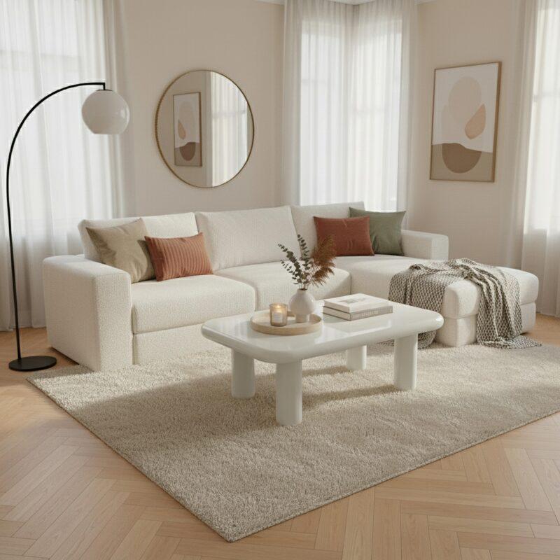 Couchtisch rechteckig, in lackierter Effekt, 100x60 cm, Retro-Stil