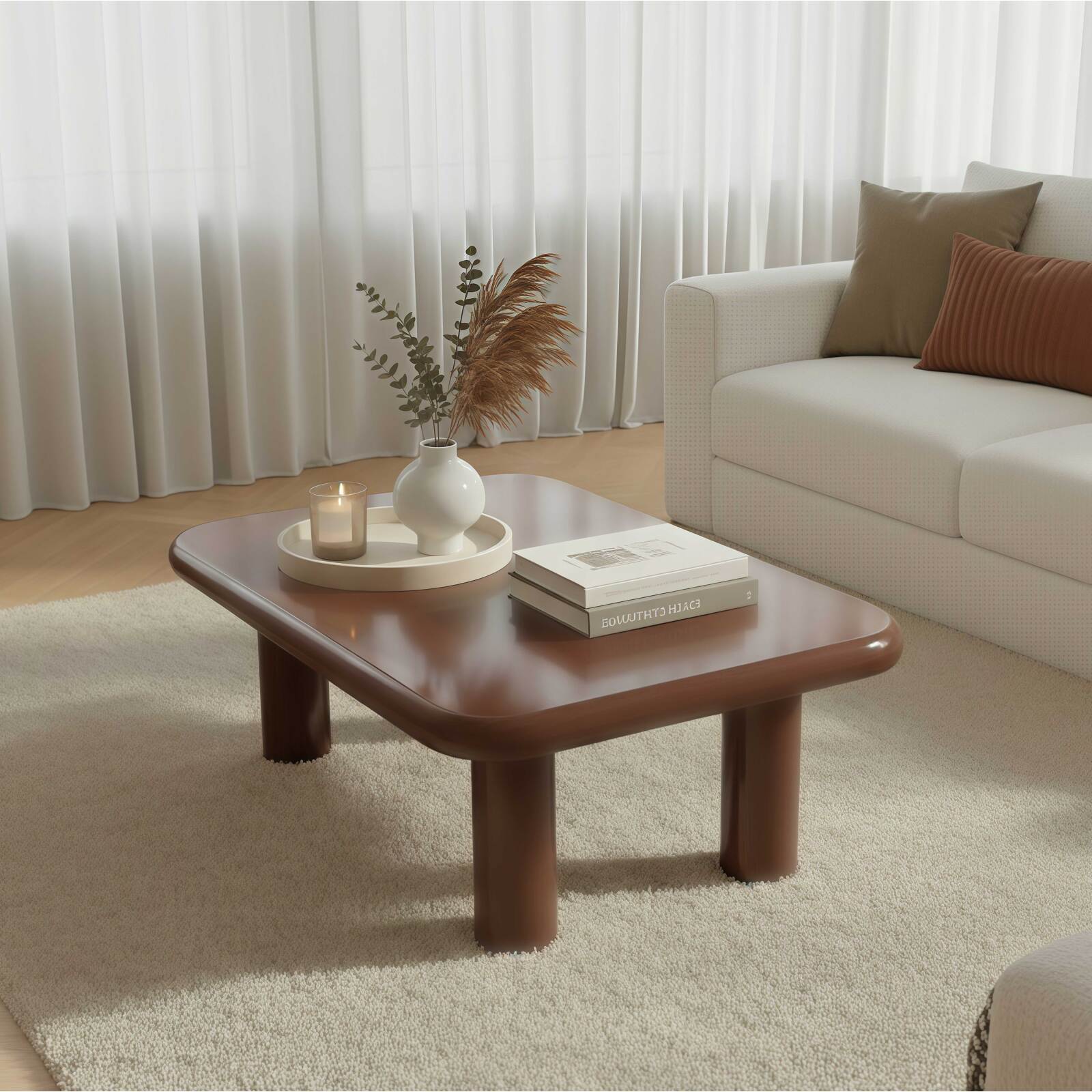 Couchtisch rechteckig, in lackierter Effekt, 100x60 cm, Retro-Stil