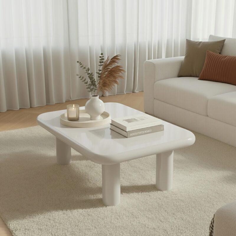 Couchtisch rechteckig, in lackierter Effekt, 100x60 cm, Retro-Stil (2/4)