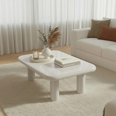 Couchtisch rechteckig, in lackierter Effekt, 100x60 cm, Retro-Stil (2/4)