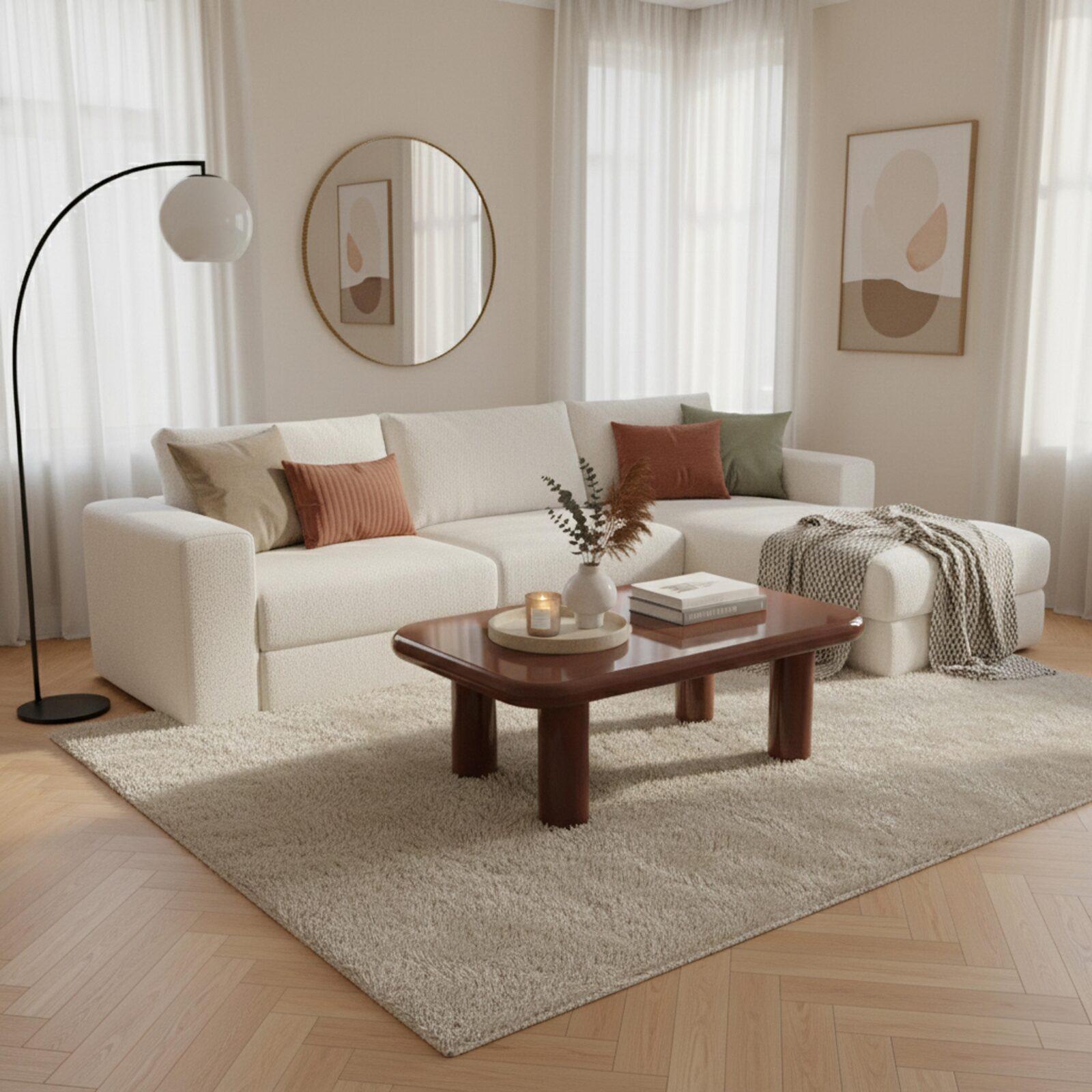 Couchtisch rechteckig, in lackierter Effekt, 100x60 cm, Retro-Stil