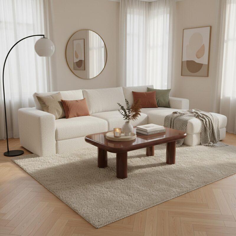 Couchtisch rechteckig, in lackierter Effekt, 100x60 cm, Retro-Stil