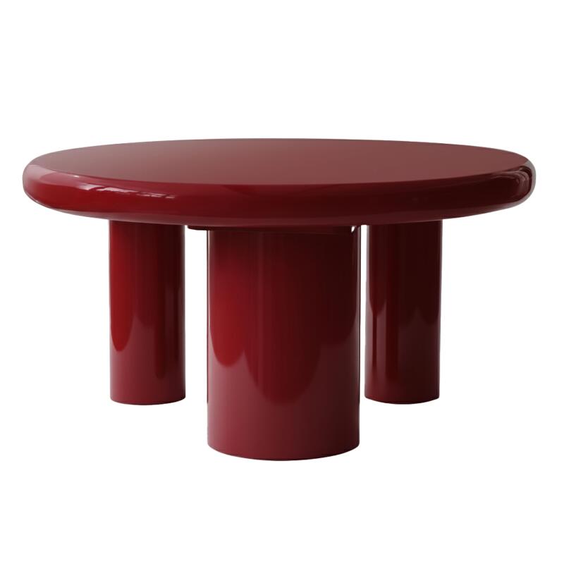 Couchtisch rund, in lackierter Effekt, Ø70 cm, Retro-Stil (3/4)