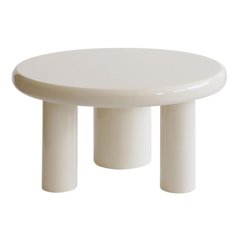 Couchtisch rund, in lackierter Effekt, Ø70 cm, Retro-Stil (3/4)