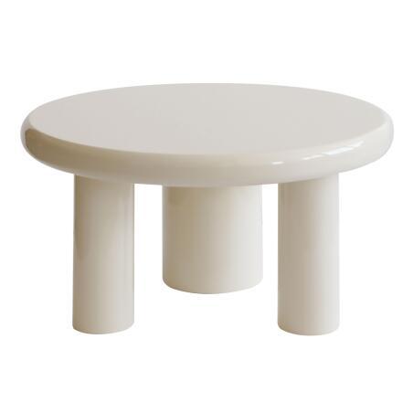 Couchtisch rund, in lackierter Effekt, Ø70 cm, Retro-Stil (3/4)