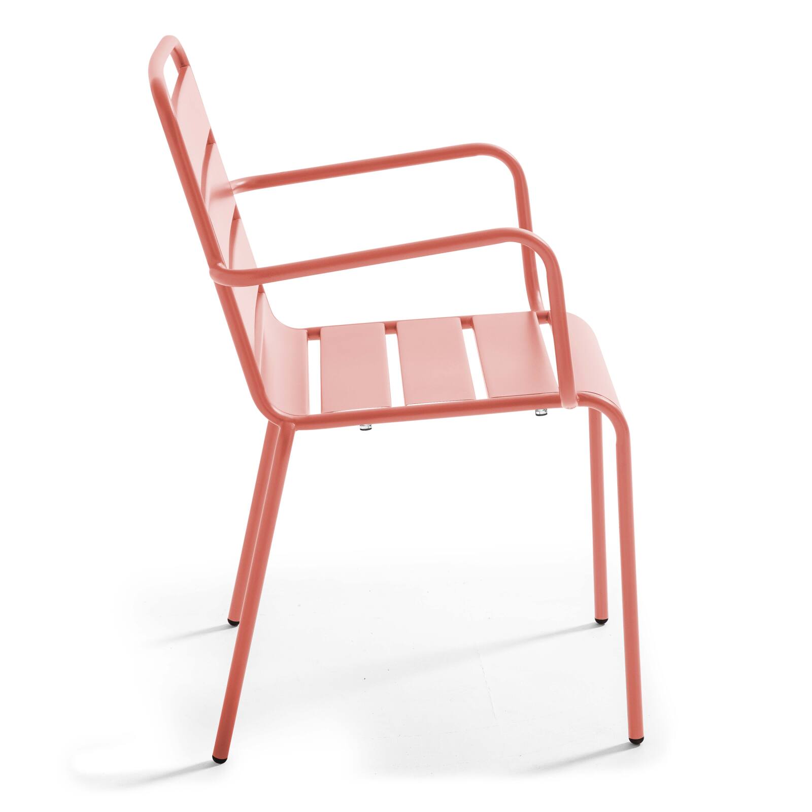 Quadratischer Bistrot-Gartentisch 70 x 70 cm und 2 Metallstühle mit Armlehnen 