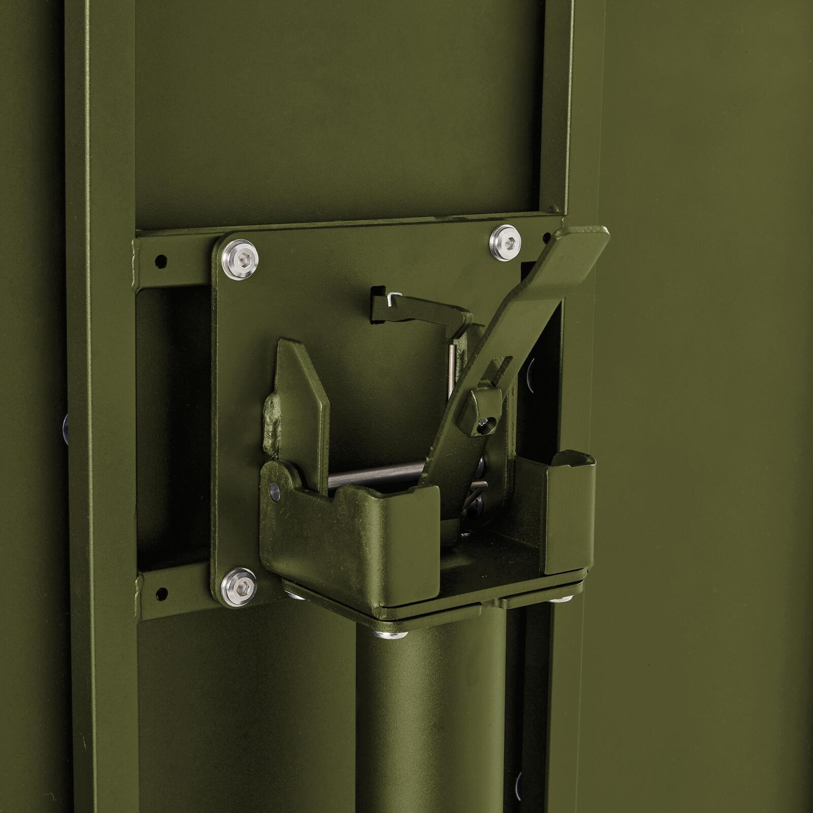 Gartentisch im Bistro-Stil, rund , neigbar, aus Metall mit Einbaufuß, Ø70 cm, und 2 Stühle