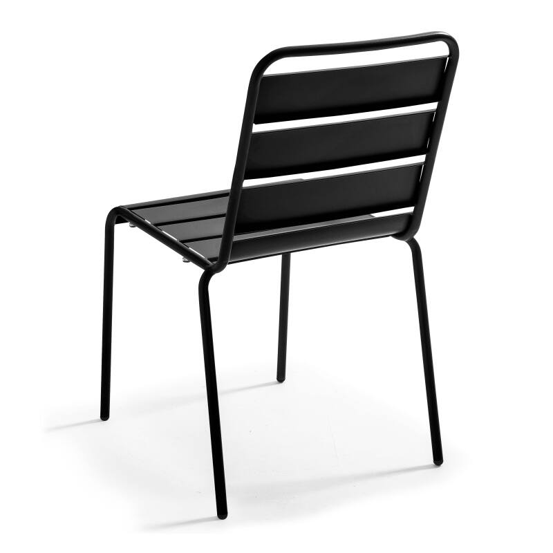 Gartentisch im Bistro-Stil, rund , neigbar, aus Metall mit Einbaufuß, Ø70 cm, und 2 Stühle (9/10)
