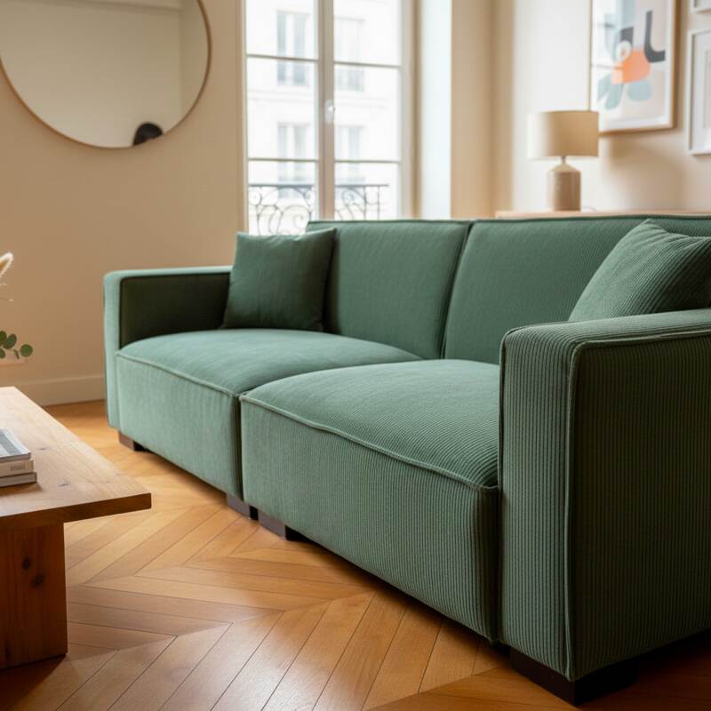 Sofa 3-Sitzer aus Cord mit Kissen (3/7)