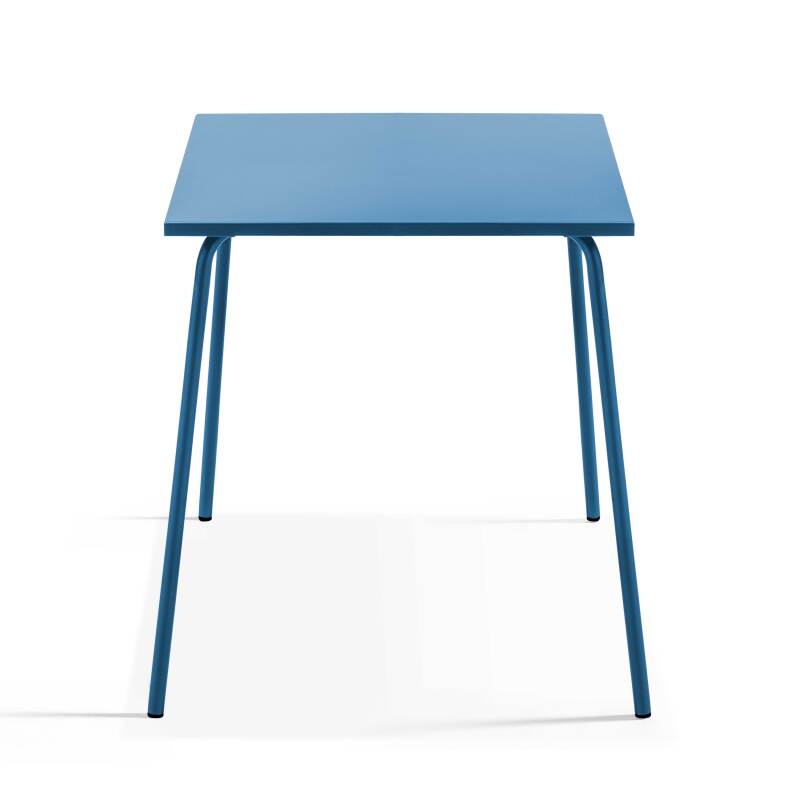 Quadratischer Bistrot-Gartentisch 70 x 70 cm und 2 Metallstühle mit Armlehnen  (2/6)