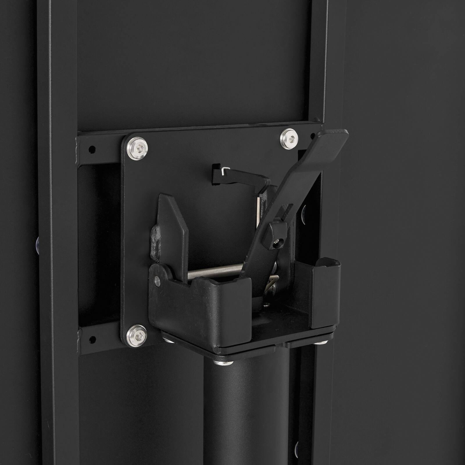 Gartentisch im Bistro-Stil, rund, neigbar, aus Metall mit Einbaufuß, 70x70 cm, und 2 Stühle mit Armlehnen