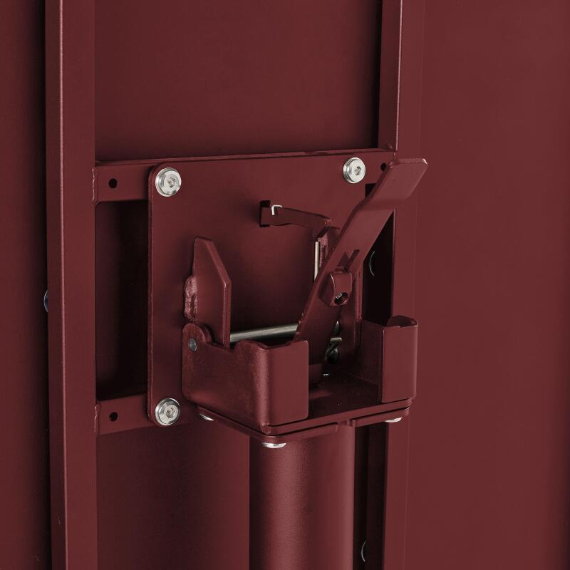 Gartentisch im Bistro-Stil, rund, neigbar, aus Metall mit Einbaufuß, 70x70 cm, und 2 Stühle mit Armlehnen (5/8)