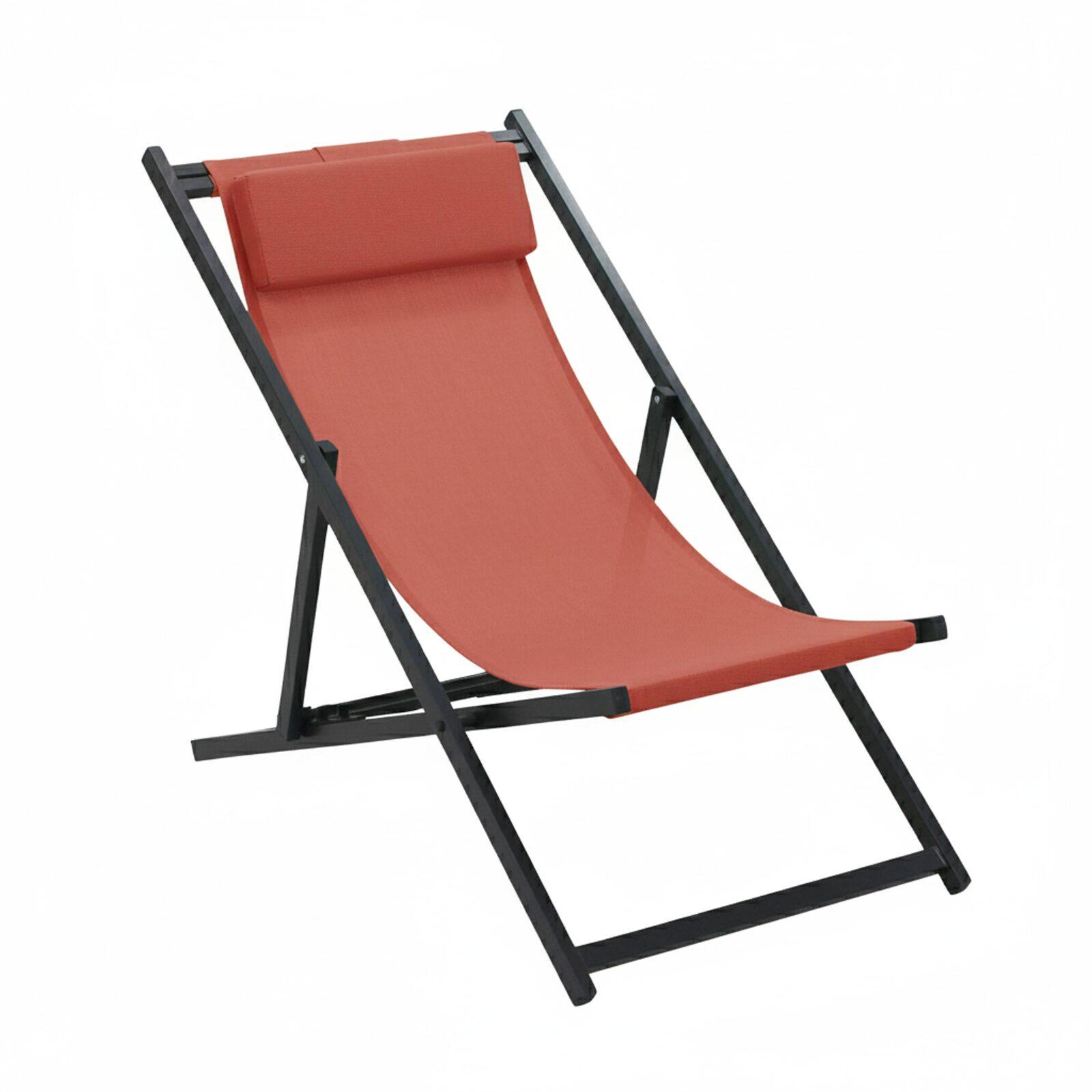 2er-set verstellbaren Aluminium-Sonnensesseln mit 4 Positionen 