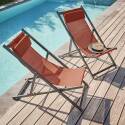 2er-set verstellbaren Aluminium-Sonnensesseln mit 4 Positionen 