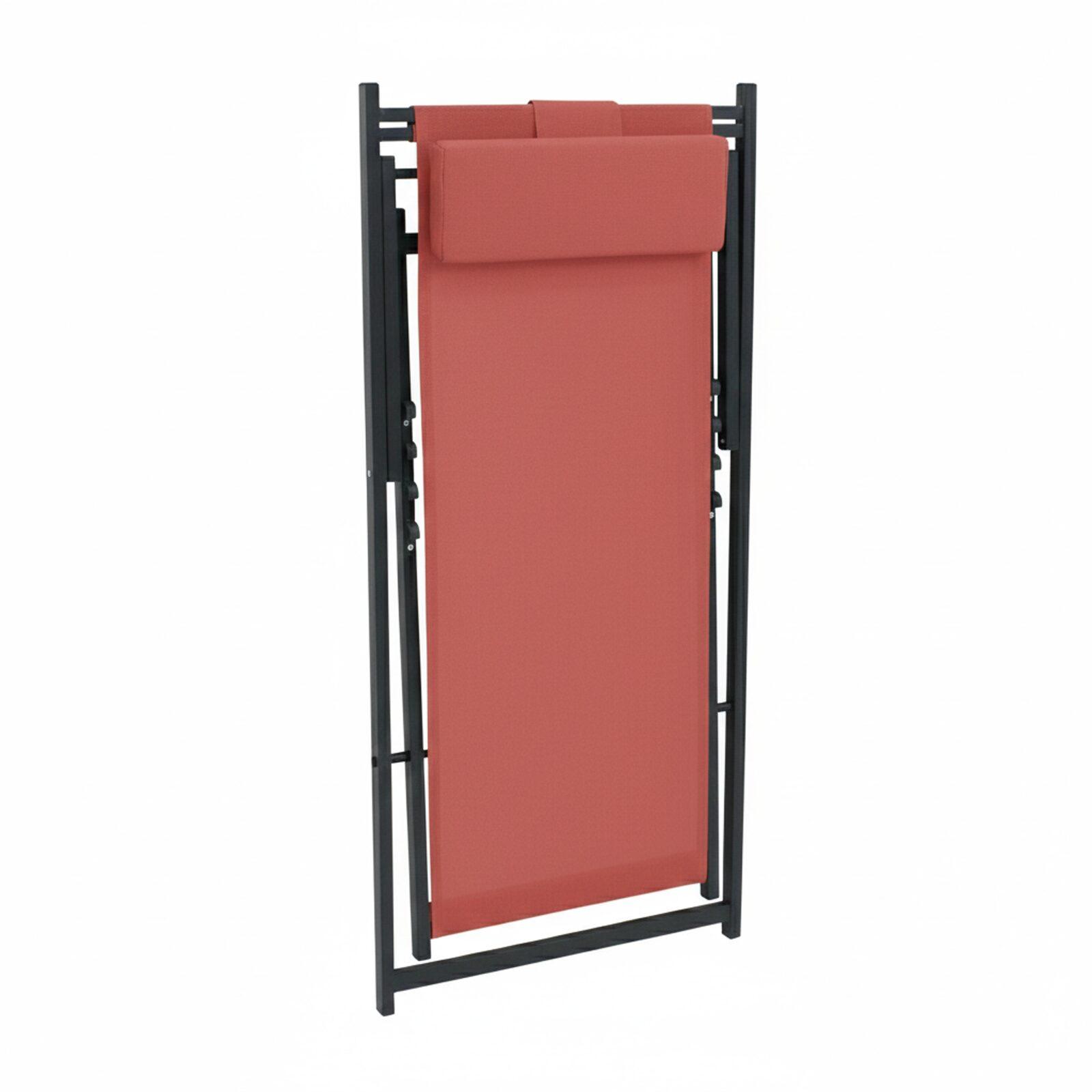 2er-set verstellbaren Aluminium-Sonnensesseln mit 4 Positionen 