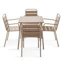 Quadratischer Tisch (70 x 70 x 72 cm) und 4 Stühle mit Armlehnen als Set