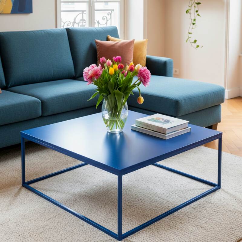 Couchtisch quadratisch, aus Metall, 90x90 cm (5/8)