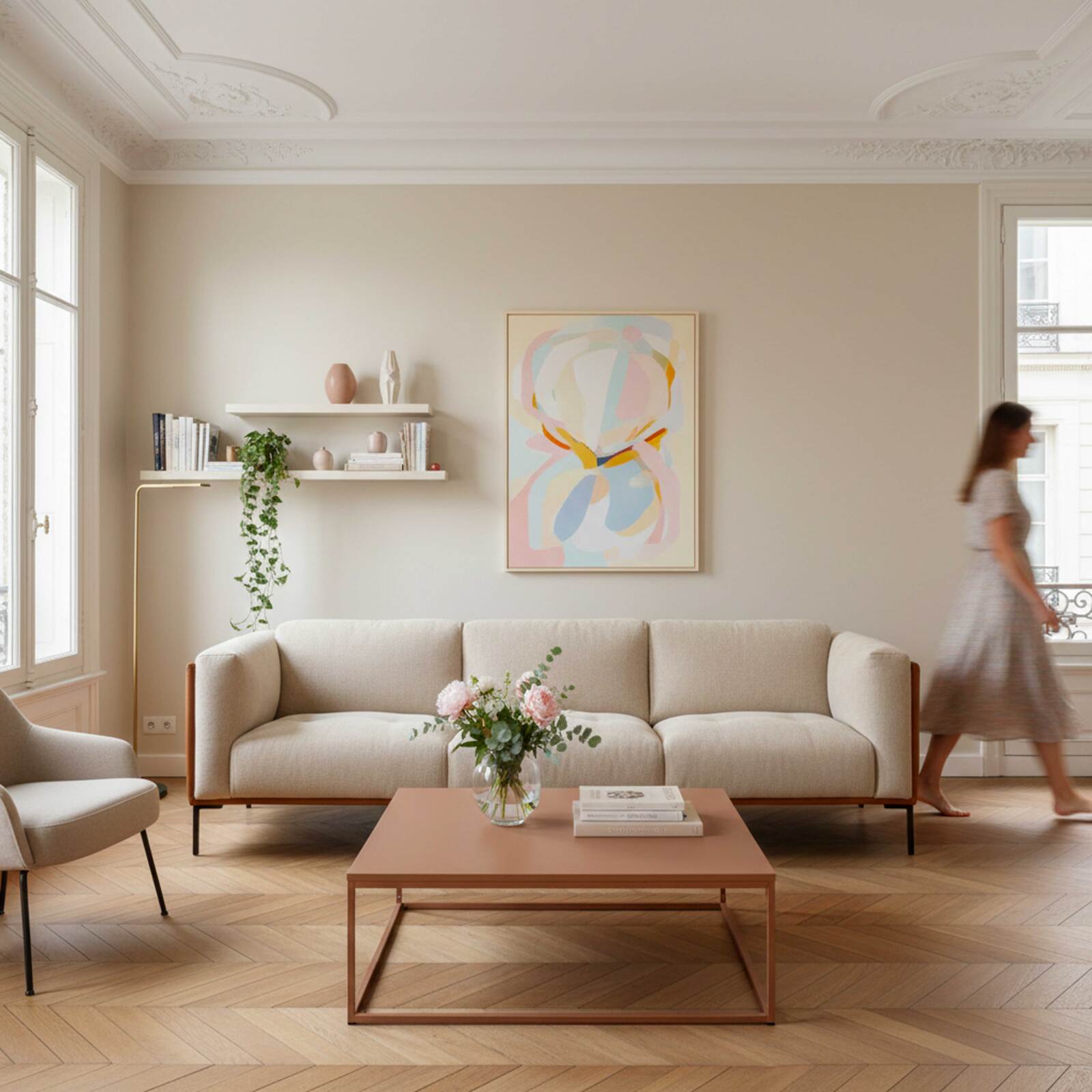 Couchtisch quadratisch, aus Metall, 90x90 cm