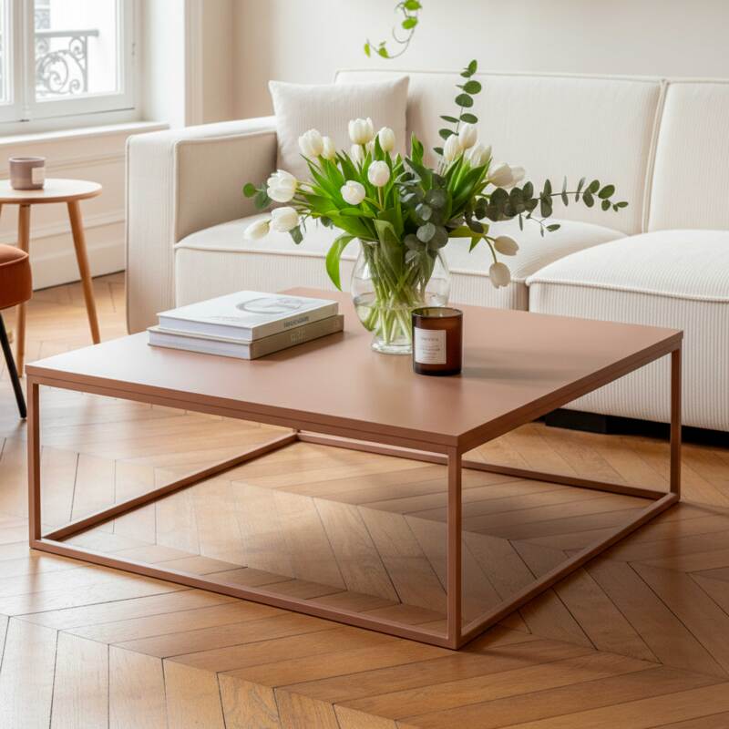 Couchtisch quadratisch, aus Metall, 90x90 cm (7/8)