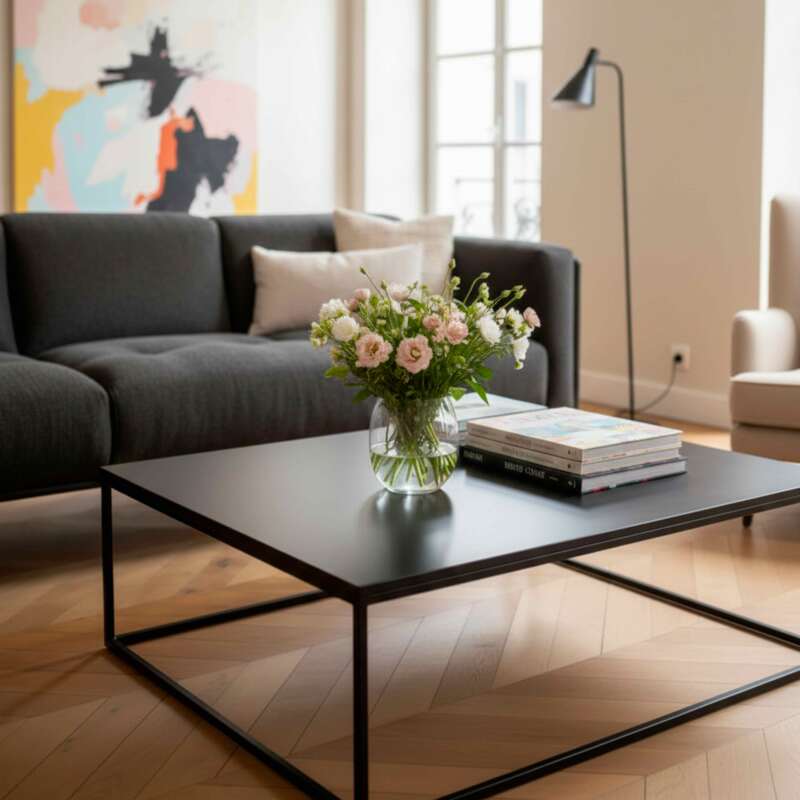 Couchtisch quadratisch, aus Metall, 90x90 cm (2/7)