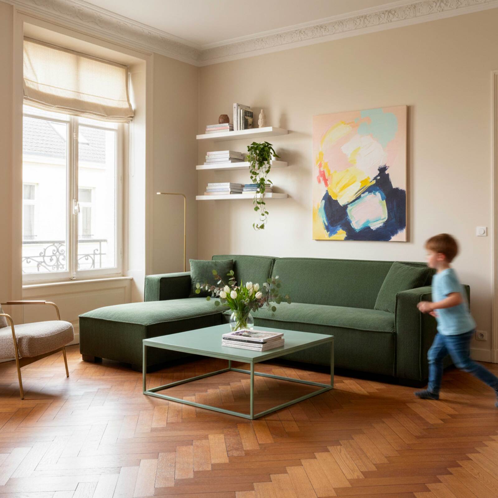 Couchtisch quadratisch, aus Metall, 90x90 cm