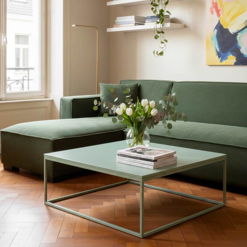 Couchtisch quadratisch, aus Metall, 90x90 cm (7/8)