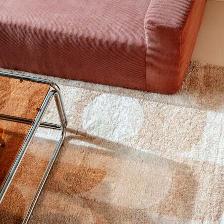 Hochflor Teppich, rechteckig, aus Recyclingmaterial mit geometrischem Muster