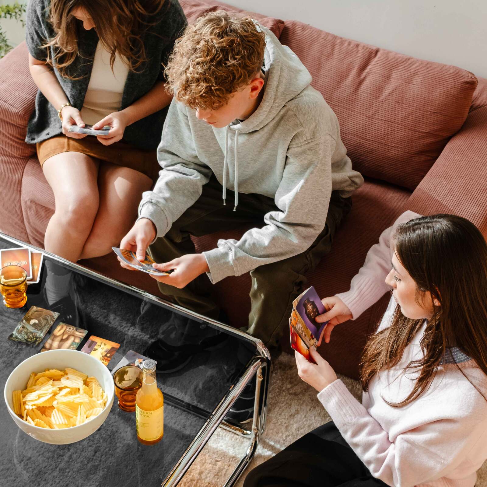 Couchtisch quadratisch, aus gehärtetem Glas, 90x90 cm