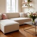 Ecksofa 3-Sitzer aus Cord mit Chaiselongue links und Kissen