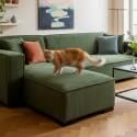 Ecksofa 3-Sitzer aus Cord mit Chaiselongue links und Kissen