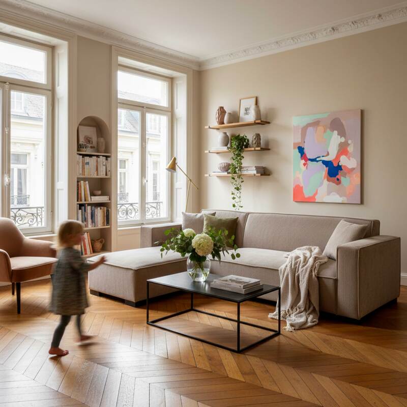 Ecksofa 3-Sitzer aus Cord mit Chaiselongue links und Kissen (3/7)