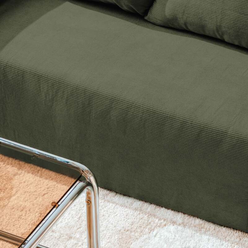 Ecksofa 4-Sitzer aus geripptem stoff mit Chaiselongue rechts und Kissen (3/7)