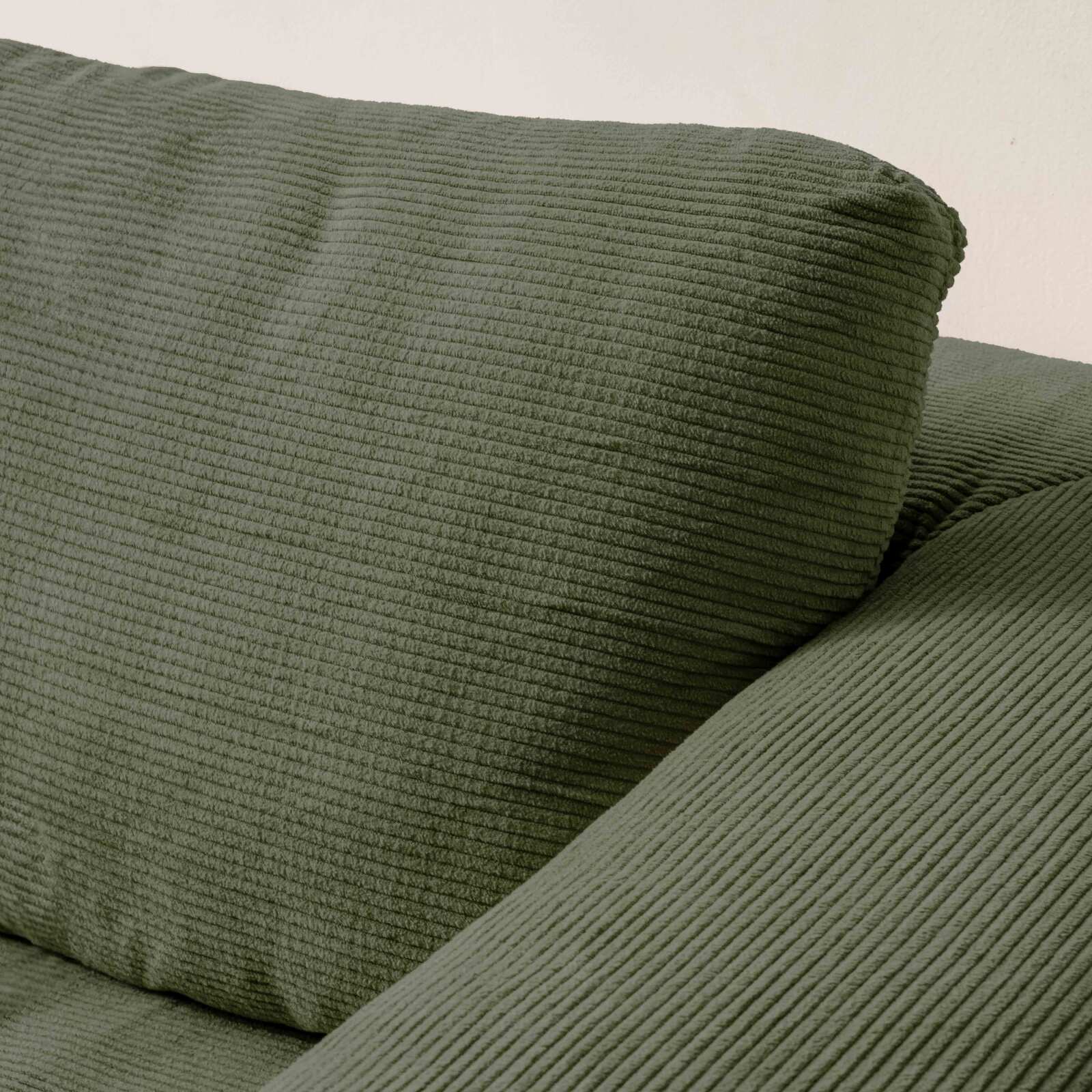 Ecksofa 4-Sitzer aus geripptem stoff mit Chaiselongue rechts und Kissen