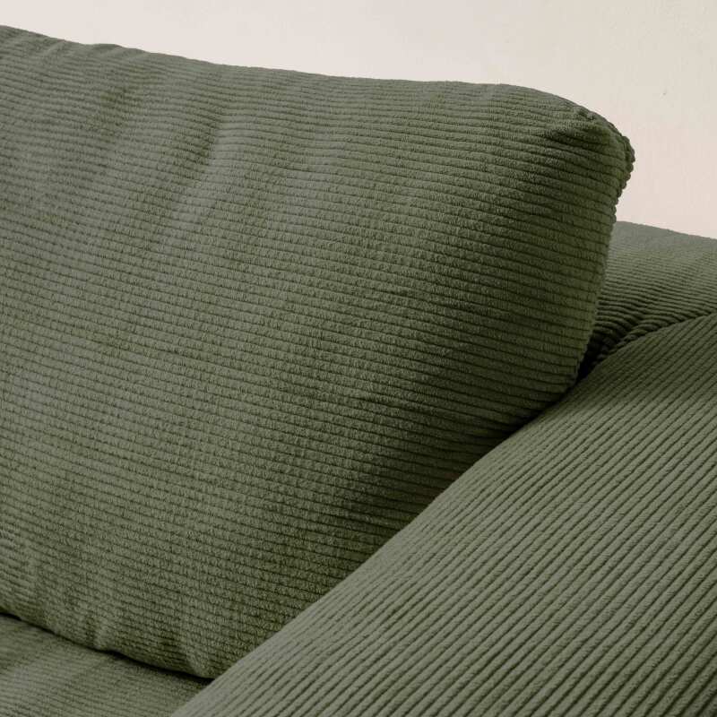 Ecksofa 4-Sitzer aus geripptem stoff mit Chaiselongue rechts und Kissen (2/7)