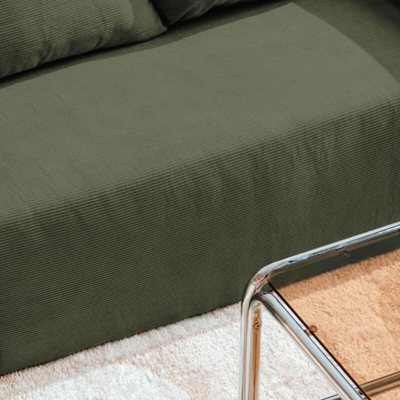 Ecksofa 4-Sitzer aus geripptem stoff mit Chaiselongue links und Kissen (2/7)