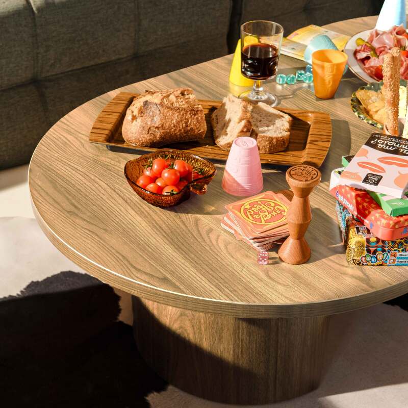 Couchtisch oval, in Holzoptik, 120x70x35 cm (5/7)