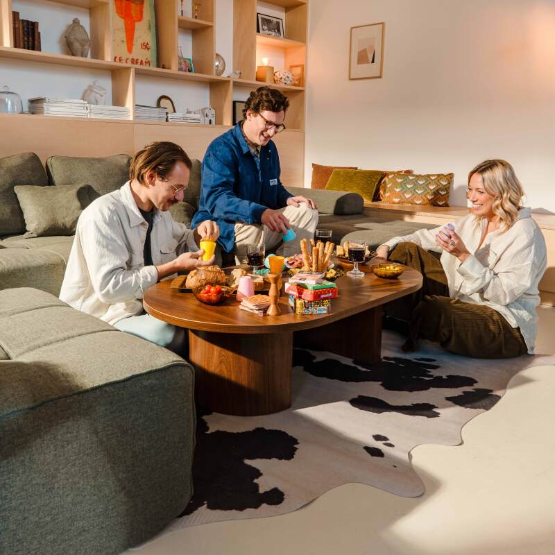 Modulares Sofa 5-Sitzer aus Stoff mit Hocker und Kissen (8/9)