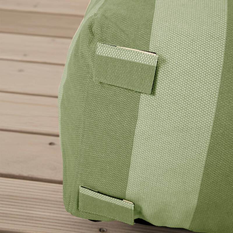 Modulare Gartenmöbel für 4 Personen bestehend aus 1 Sessel, 2 Ecksesseln und 1 Ottomane im gestreiften Design (6/7)