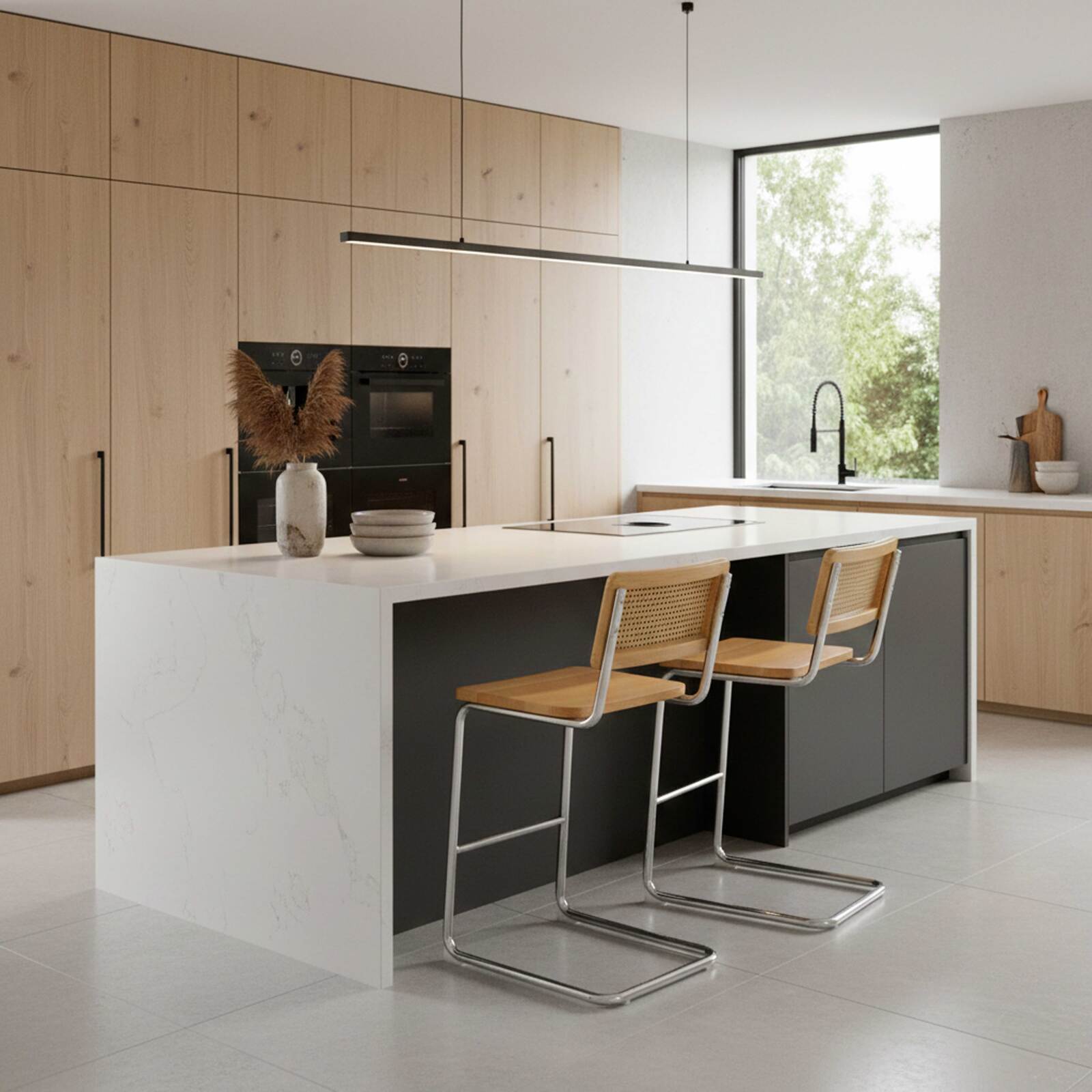 Barstühle aus Holz und Metall – 2er-Set