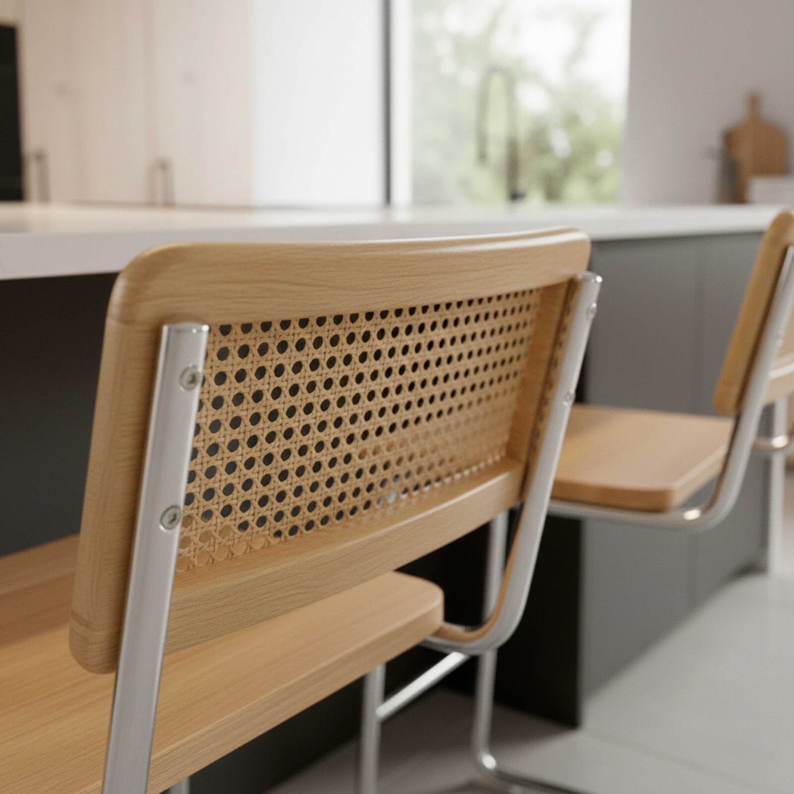 Barstühle aus Holz und Metall – 2er-Set